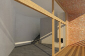 View from balcony into overheight living space