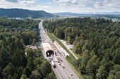Vue aérienne pendant le montage