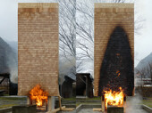 Ein Brandversuch der Schindelfassade