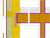 Floor slab details (left: exterior wall with facade connection) and (right: interior wall inside the building).