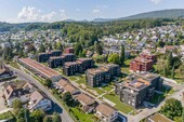 Une vue aérienne montre les trois concepts d'habitat individuel