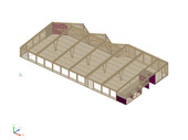 Vue de la construction 3D Structure porteuse avec pannes chevron